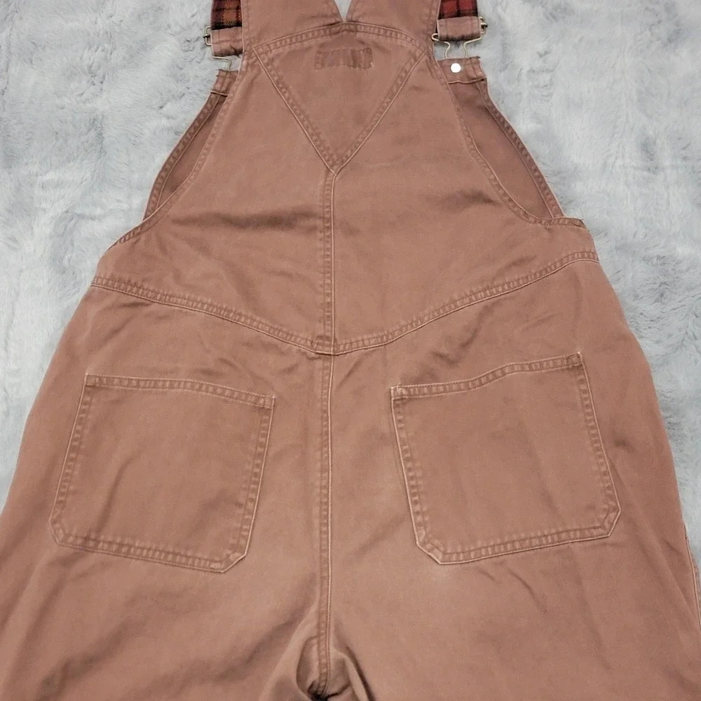 Vintage Mandal Bay Overalls Womens XL Brown Happy Harvest Scarecrow Fall Plaid - Picture 14 of 16